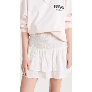 Madewell $80 Smocked Pull On Gauze Tiered Mini Skirt Ivory Sz XXS Coquette NEW